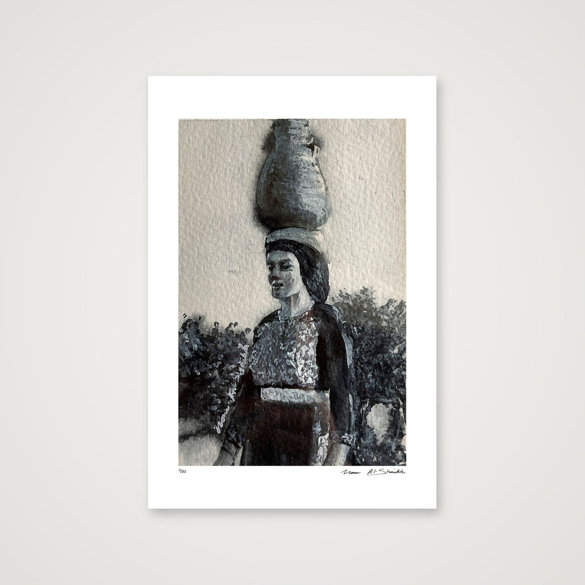 Traditional Palestinian Thobe 11 | Black & White — 40×60cm, 16×24" Print only