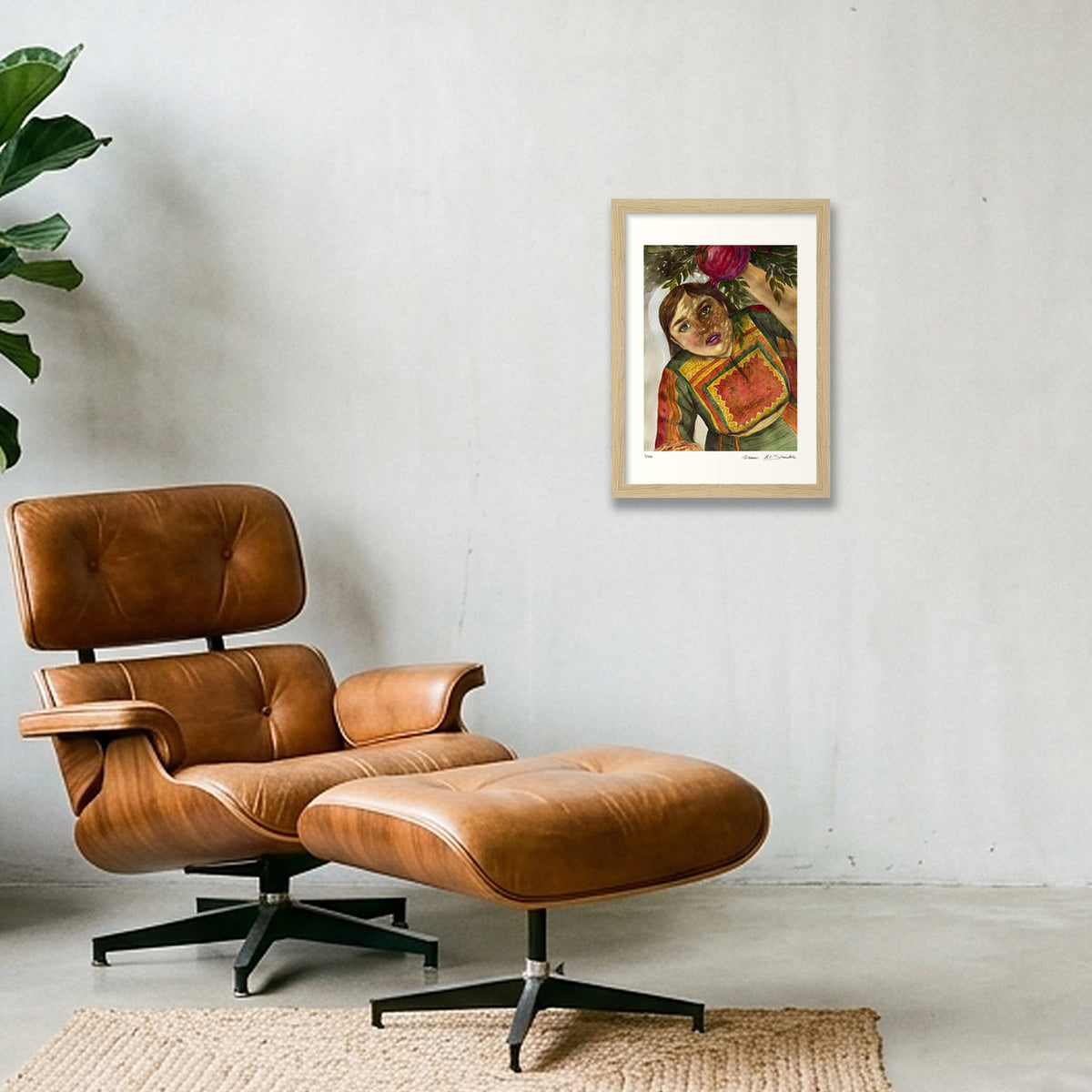 Traditional Palestinian Thobe Series 013 — A4 (21×30cm, 8×12") Oak Frame