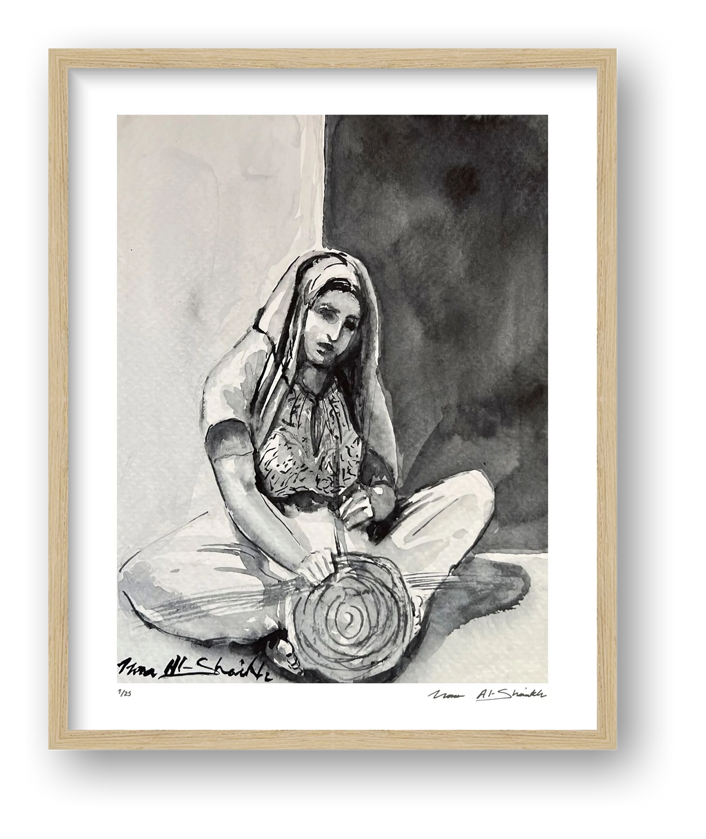 Traditional Palestinian Thobe 12 | Black & White — framed