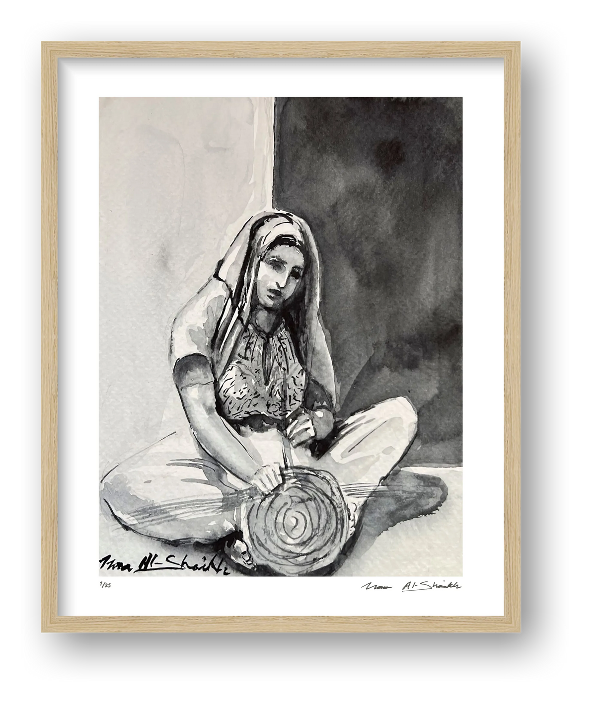 Traditional Palestinian Thobe 12 | Black & White — framed