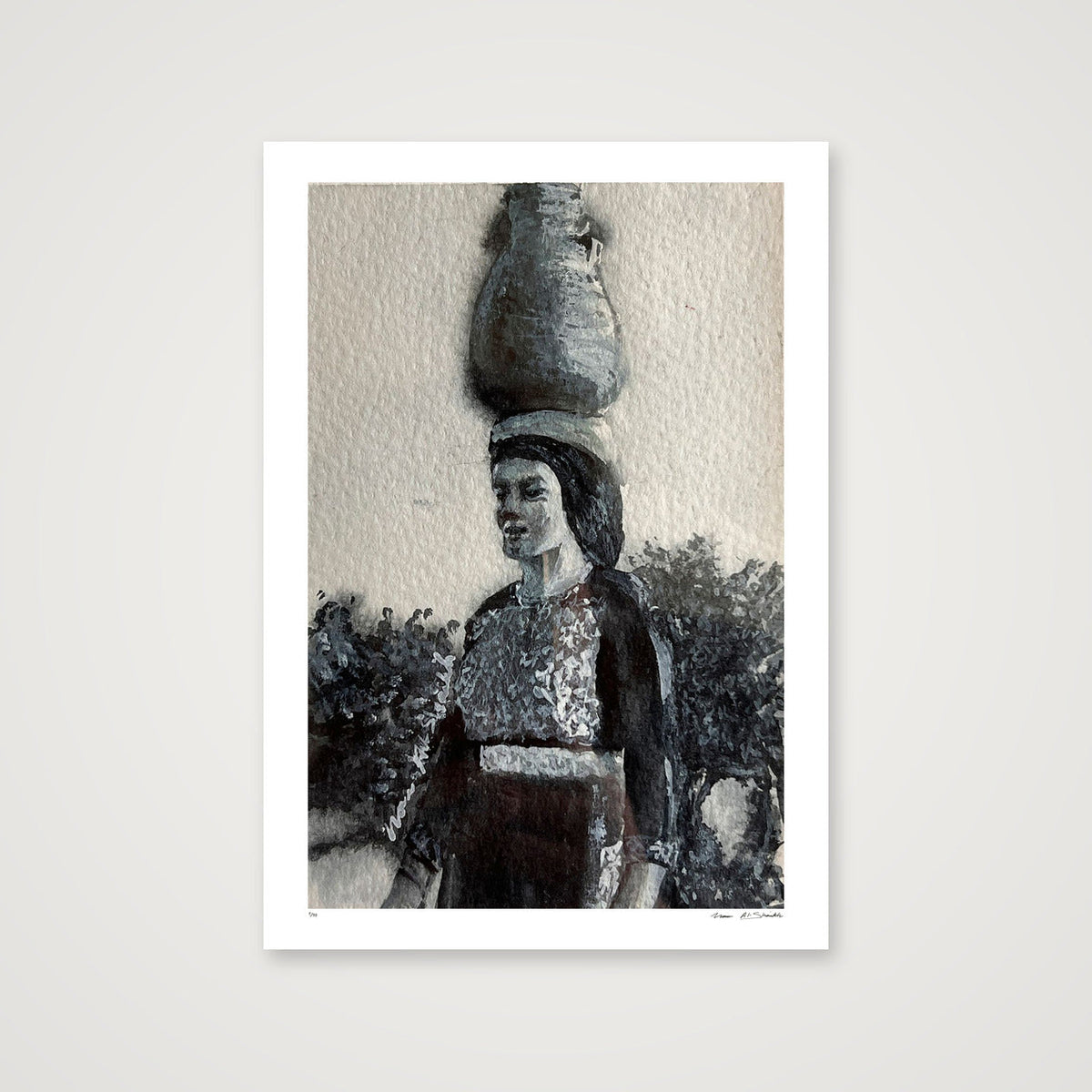 Traditional Palestinian Thobe 11 | Black & White — 70×100cm, 28×39" Print only