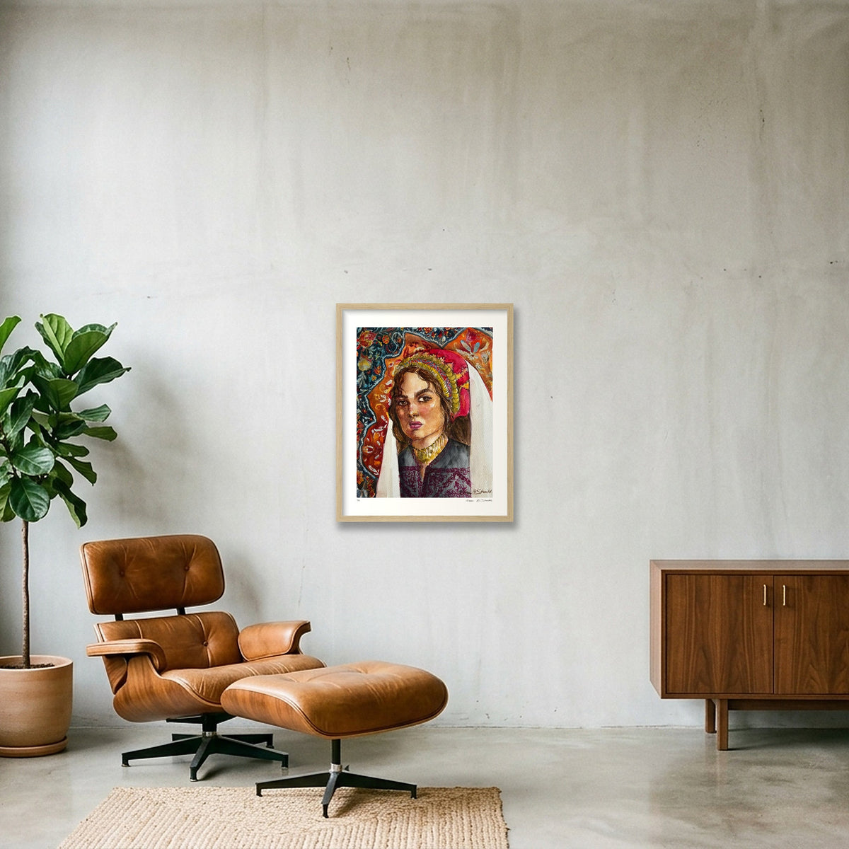 Traditional Palestinian Thobe Series 011 — 40×50cm, 16×20" Oak Frame