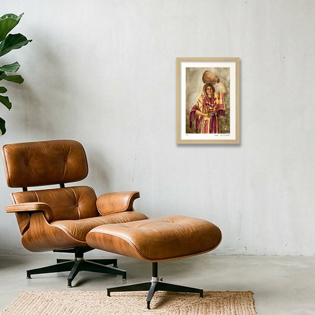 Traditional Palestinian Thobe Series 06 — A4 (21×30cm, 8×12") Oak Frame