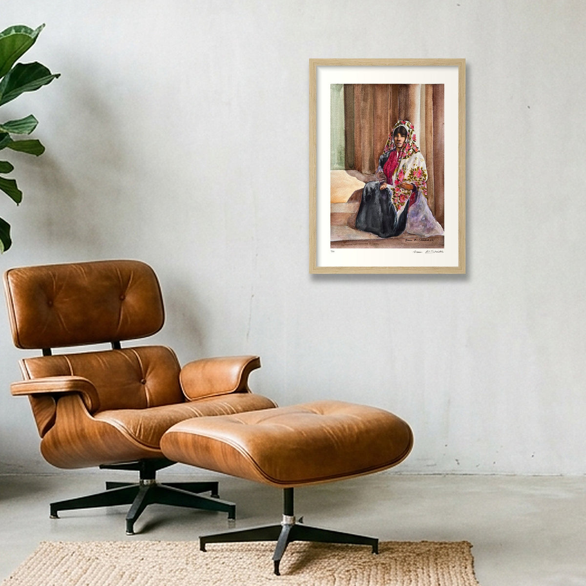Traditional Palestinian Thobe Series 03 — A3 (30×42cm, 12×17") Oak Frame