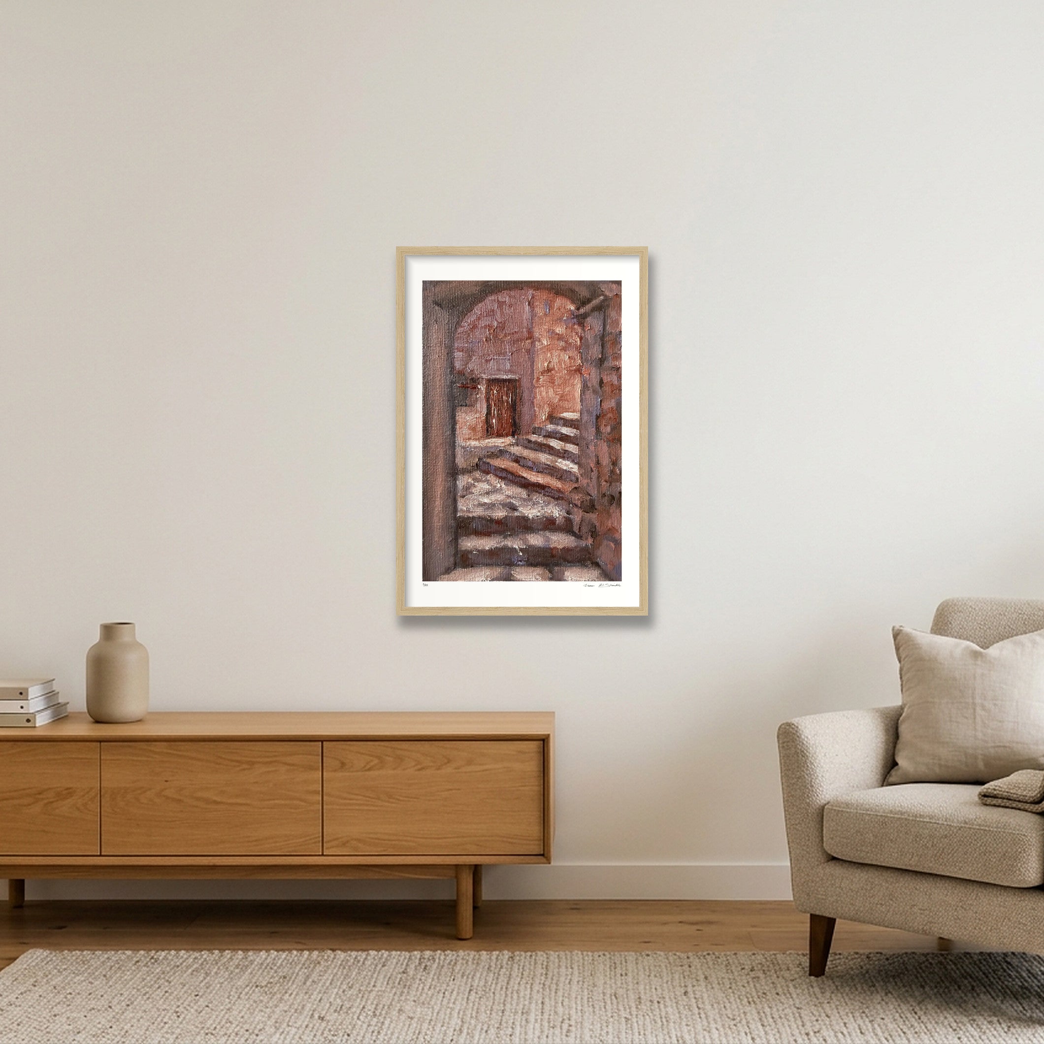 Inspired by Palestinian Villages — 40×60cm, 16×24" Oak Frame