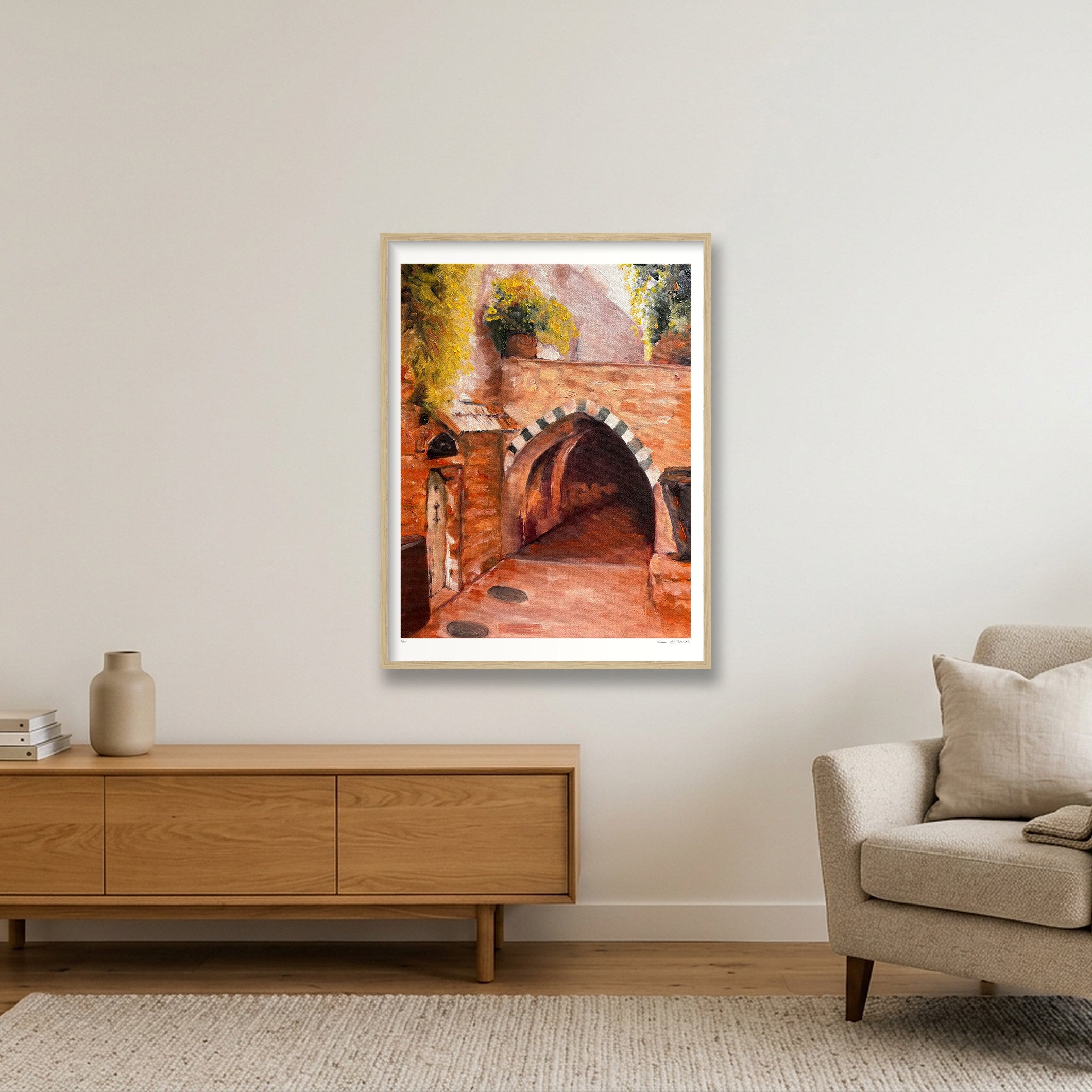 Jerusalem Neighborhood, Palestine  — 60×80cm, 24×31" Oak Frame