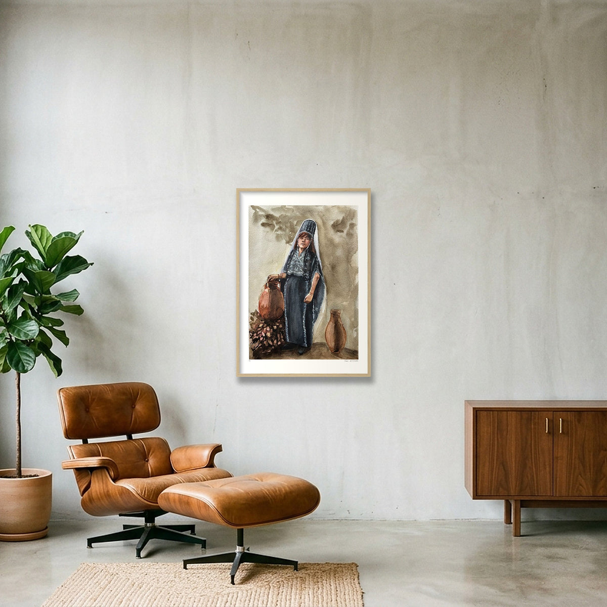 Traditional Palestinian Thobe Series 04 — 59×84cm, 23×33" Oak Frame