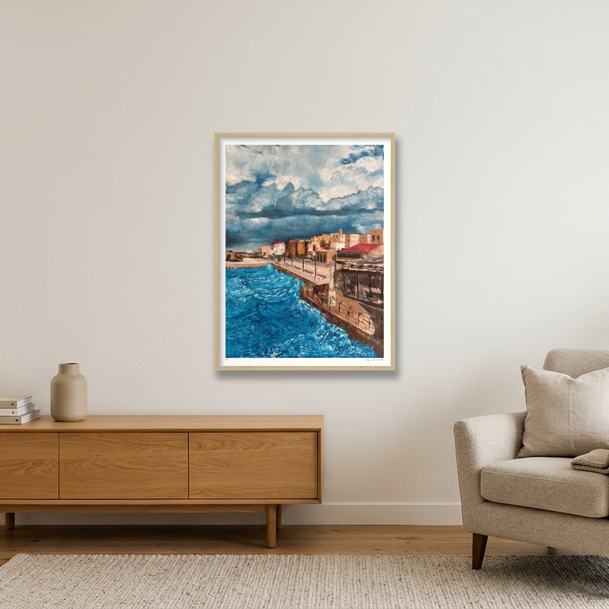 Akka Waterfront, Palestine  — 60×80cm, 24×31" Oak Frame