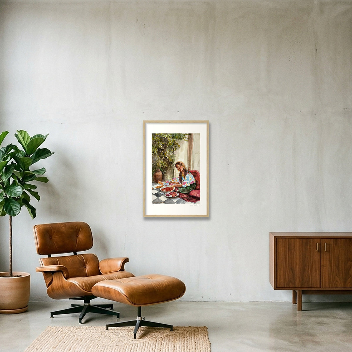 Traditional Palestinian Thobe Series 02 — 40×60cm, 16×24" Oak Frame