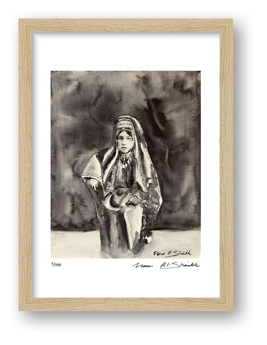 Traditional Palestinian Thobe 16 | Black & White — framed