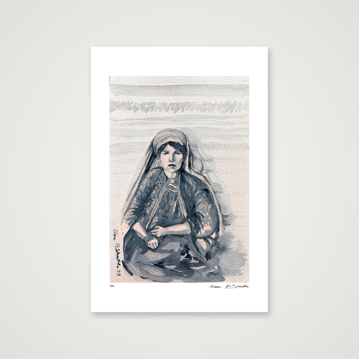 Traditional Palestinian Thobe 05 | Black & White — 40×60cm, 16×24" Print only