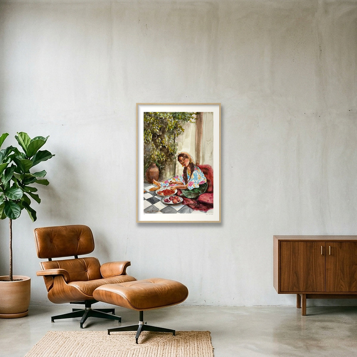 Traditional Palestinian Thobe Series 02 — 70×100cm, 28×39" Oak Frame
