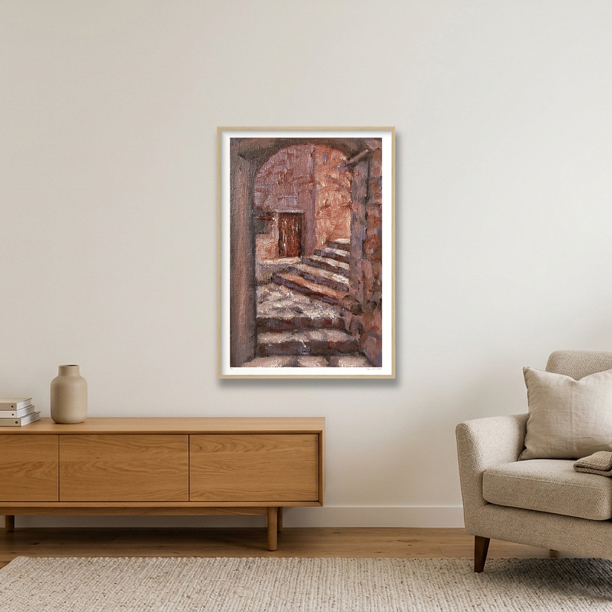 Inspired by Palestinian Villages — 70×100cm, 28×39" Oak Frame