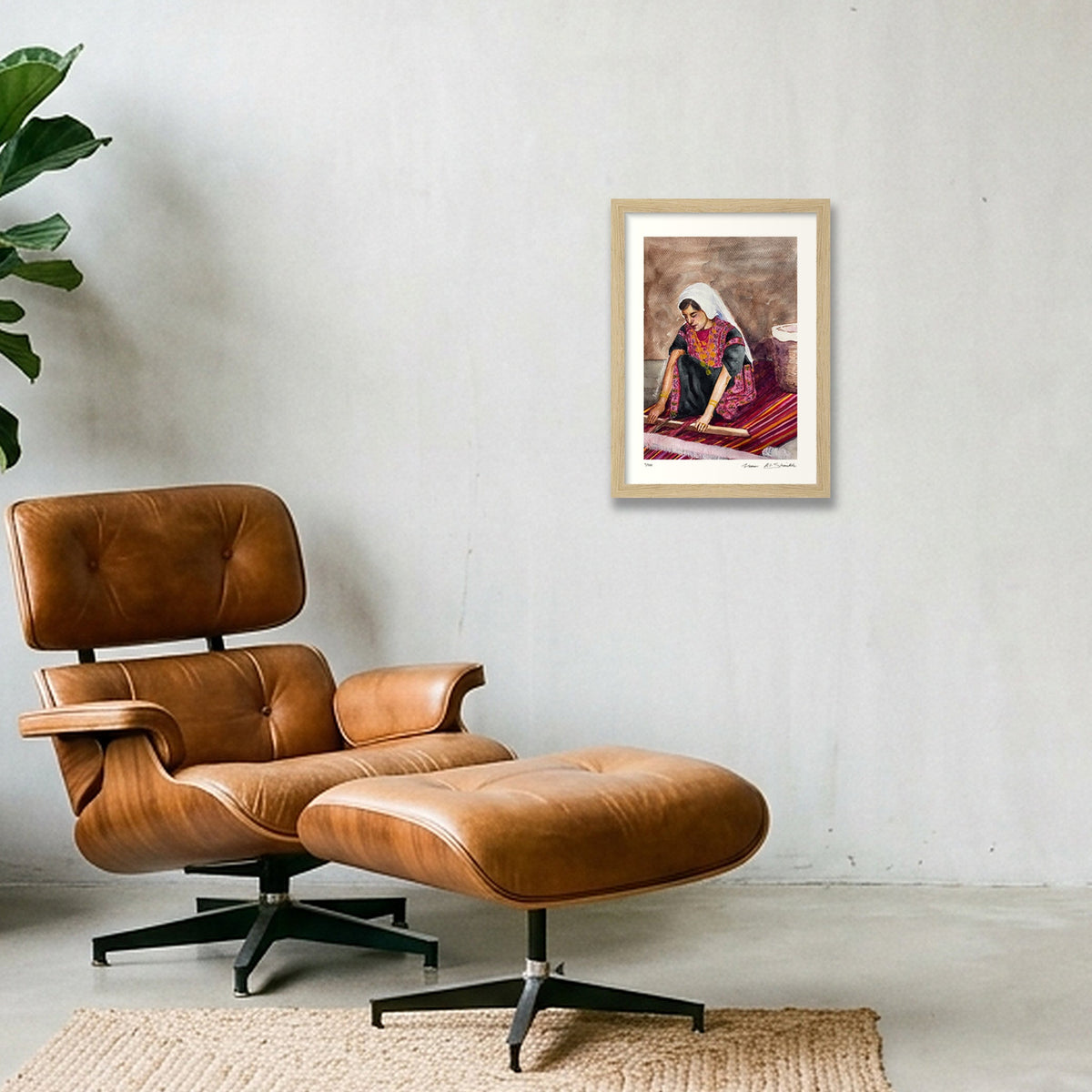 Traditional Palestinian Thobe Series 08 — A4 (21×30cm, 8×12") Oak Frame