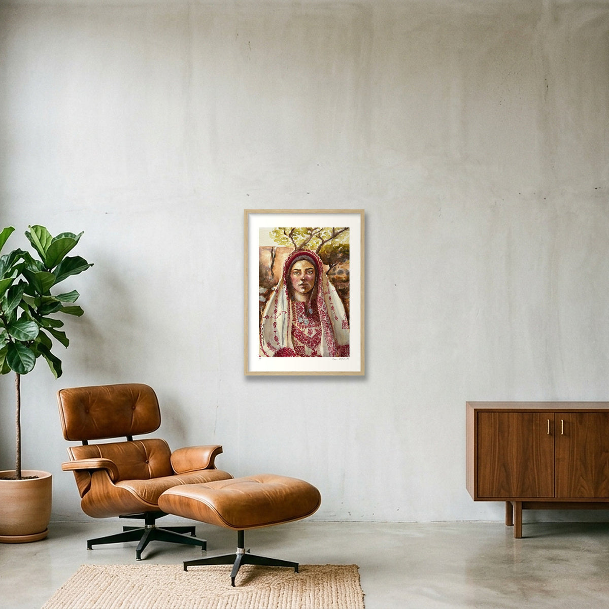 Traditional Palestinian Thobe Series 05 — 42×59cm, 17×23" Oak Frame