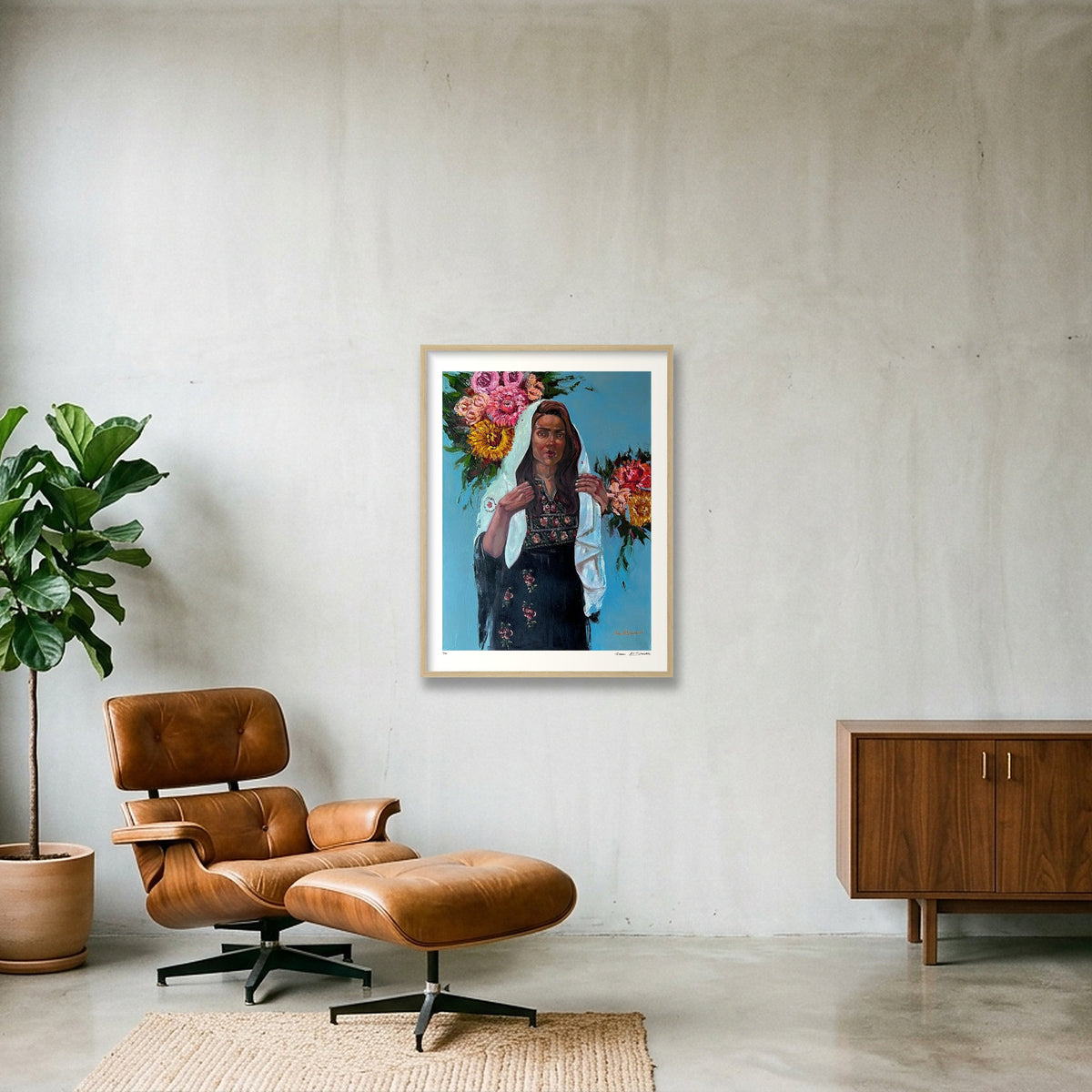 The Traditional Palestinian Thobe — 60×80cm, 24×31" Oak Frame