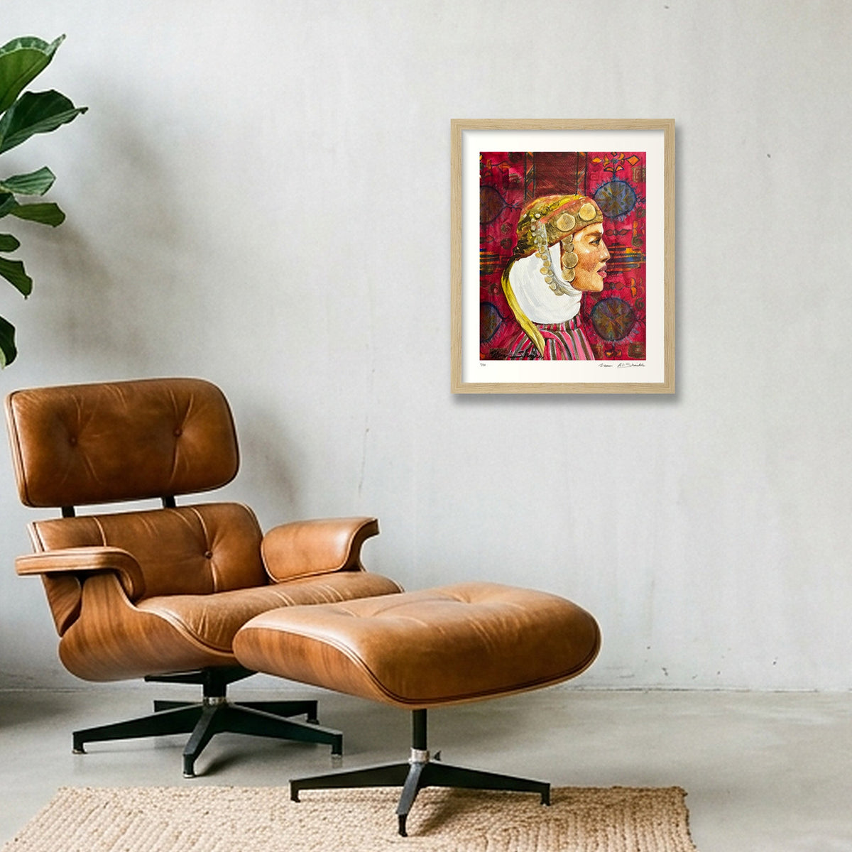 Traditional Palestinian Thobe Series 010 — 28×35cm, 11×14" Oak Frame