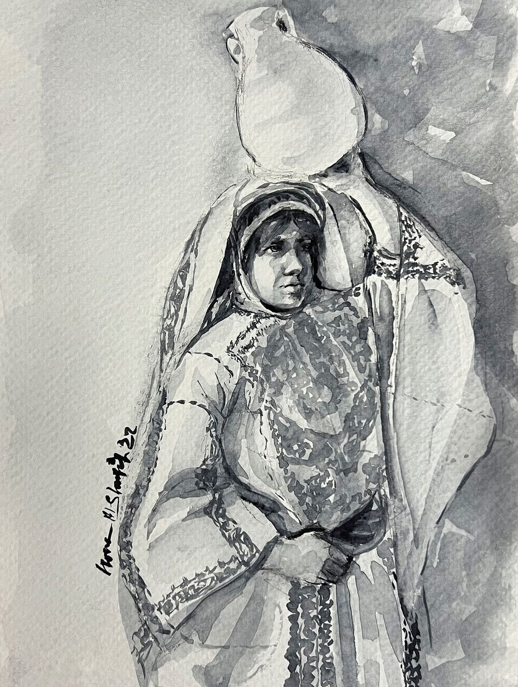 Traditional Palestinian Thobe 01 | Black & White