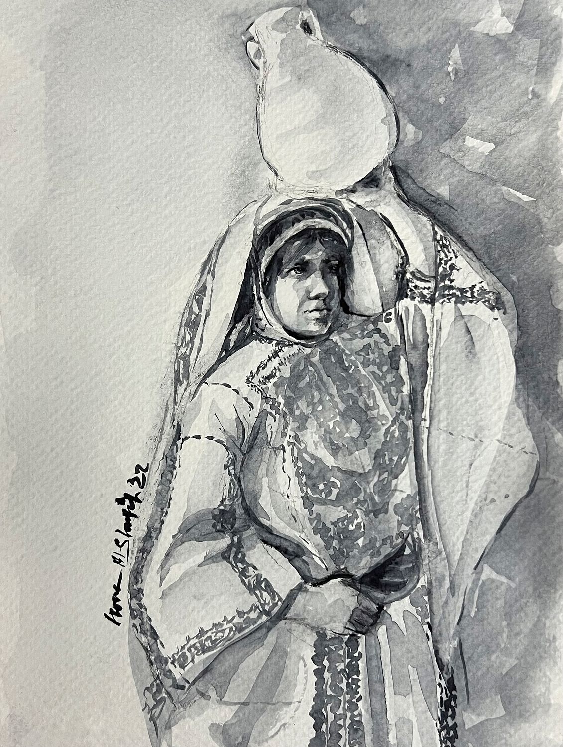 Traditional Palestinian Thobe 01 | Black & White