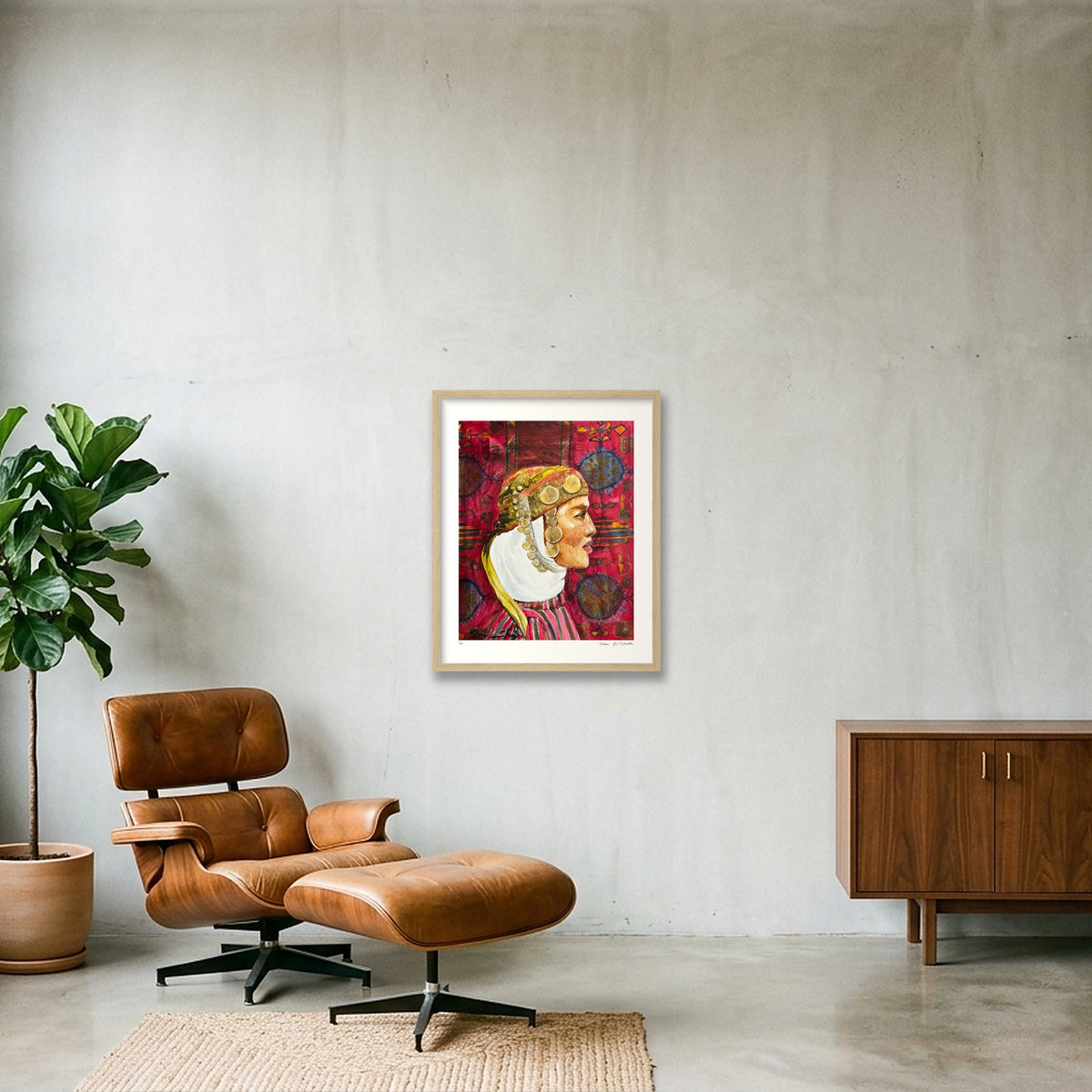 Traditional Palestinian Thobe Series 010 — 40×50cm, 16×20" Oak Frame