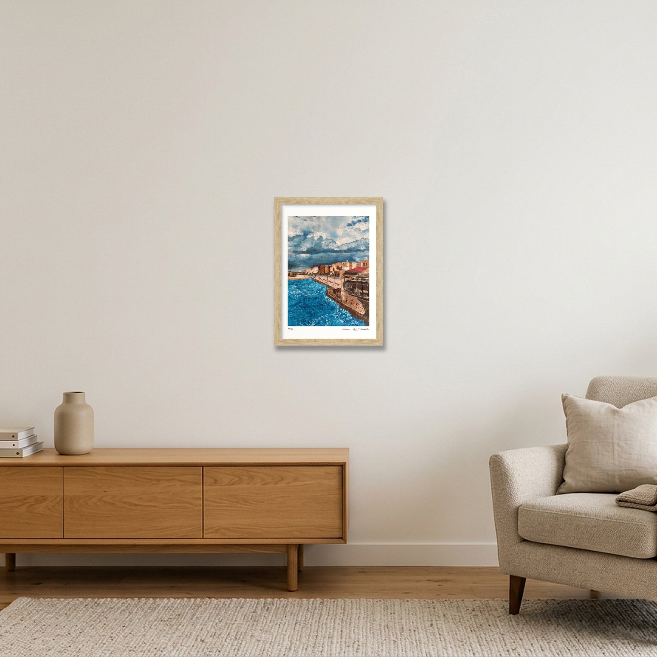Akka Waterfront, Palestine  — A4 (21×30cm, 8×12") Oak Frame