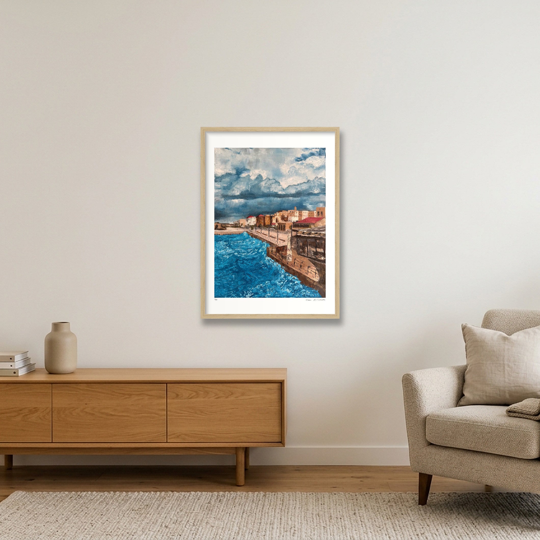 Akka Waterfront, Palestine  — 42×59cm, 17×23" Oak Frame