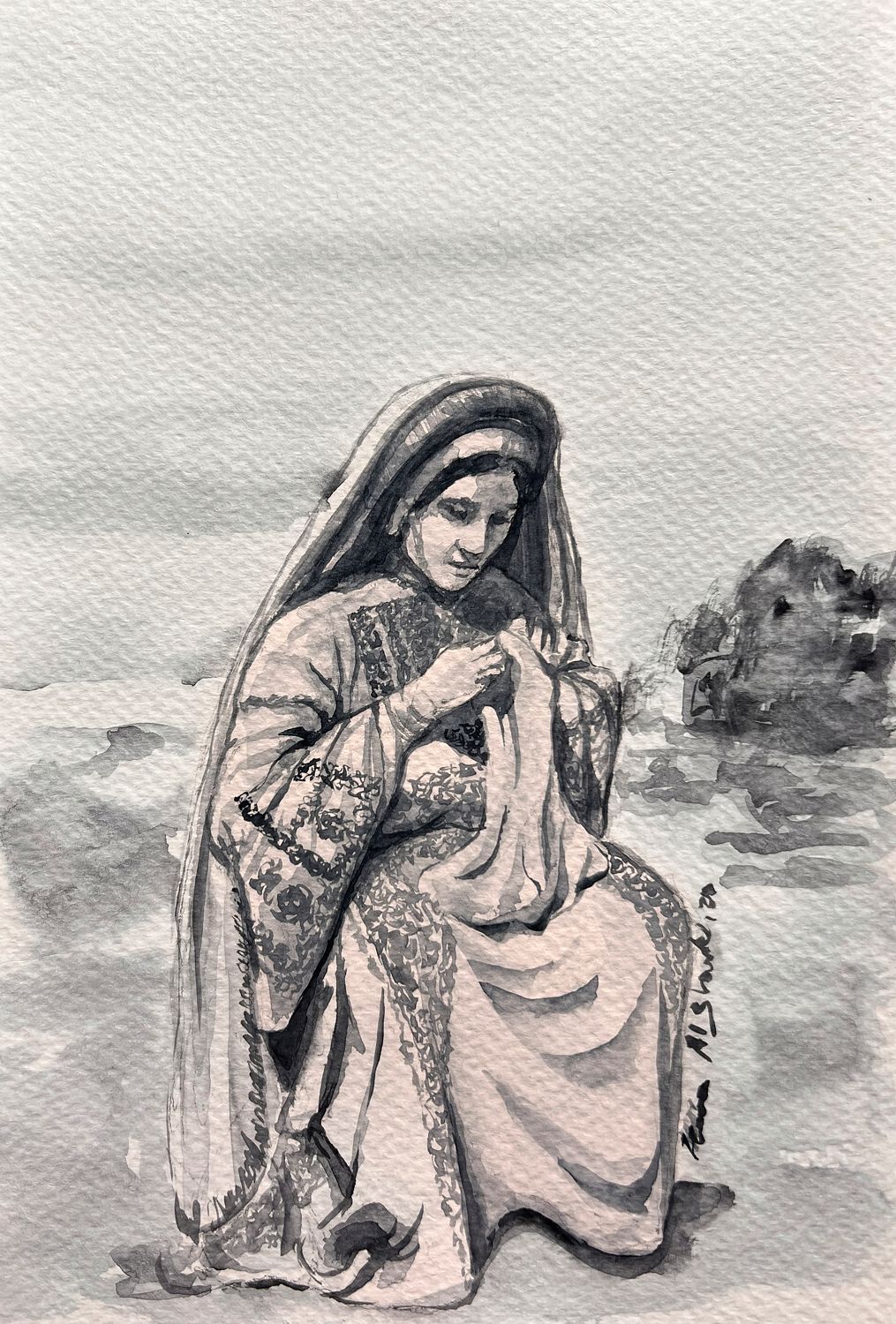 Traditional Palestinian Thobe 04 | Black & White