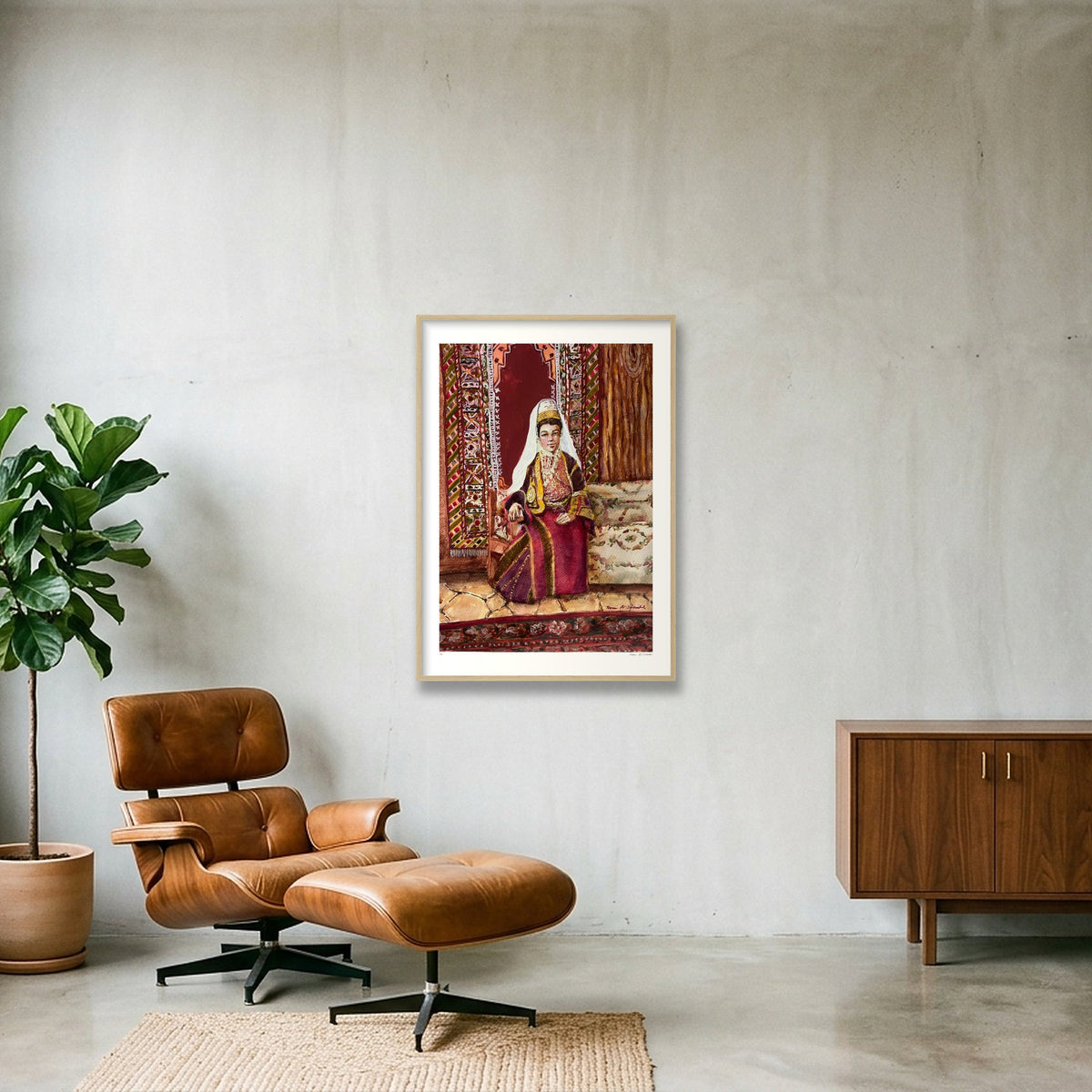 Traditional Palestinian Thobe Series 07 — 70×100cm, 28×39" Oak Frame