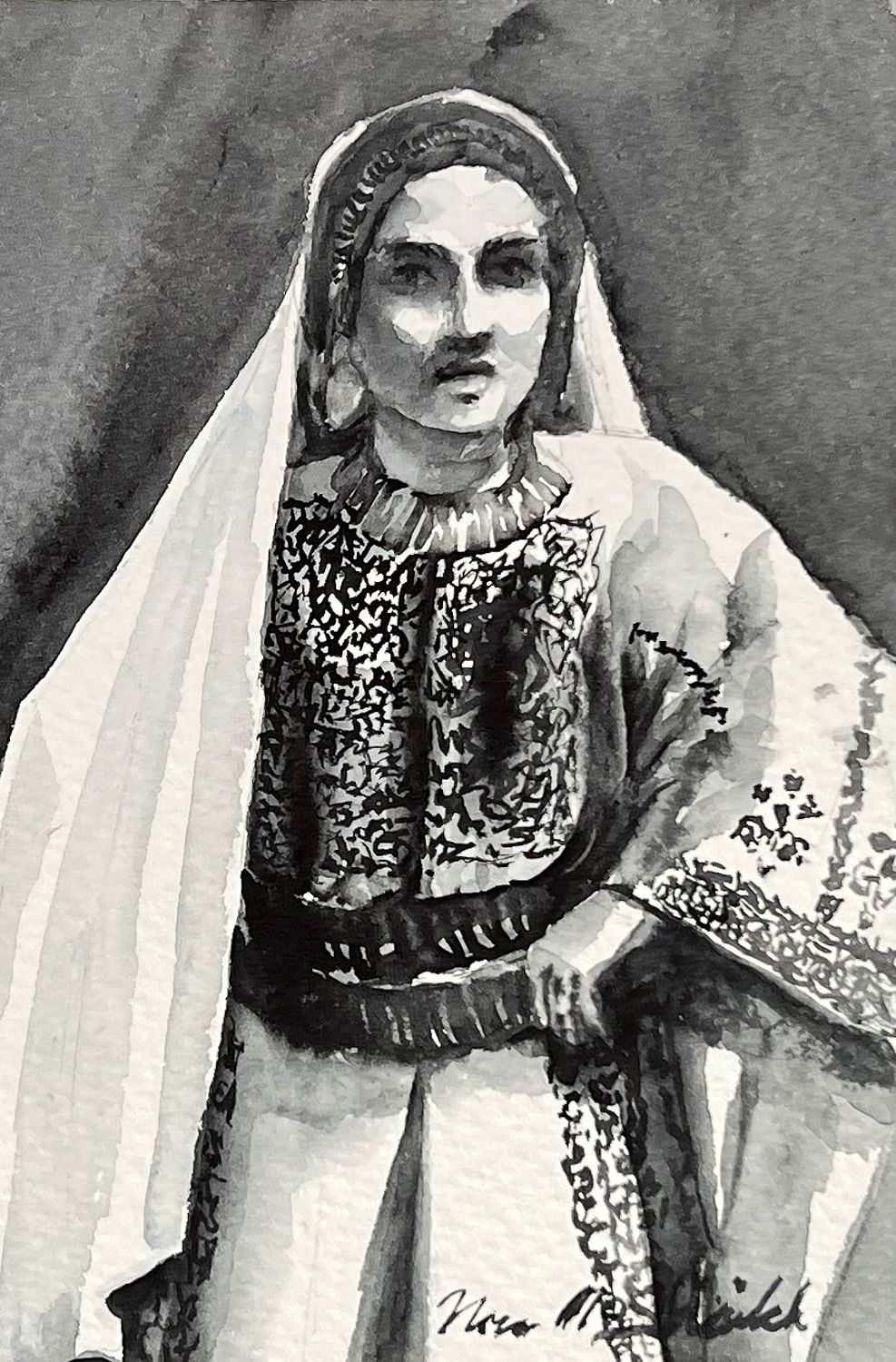 Traditional Palestinian Thobe 13 | Black & White