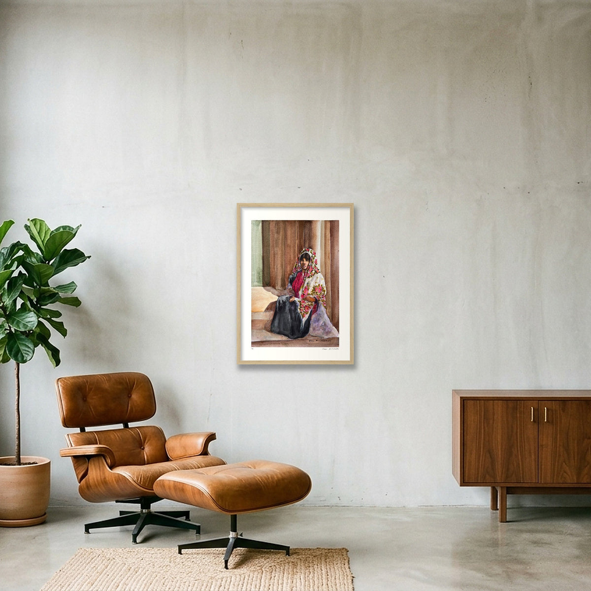 Traditional Palestinian Thobe Series 03 — 42×59cm, 17×23" Oak Frame