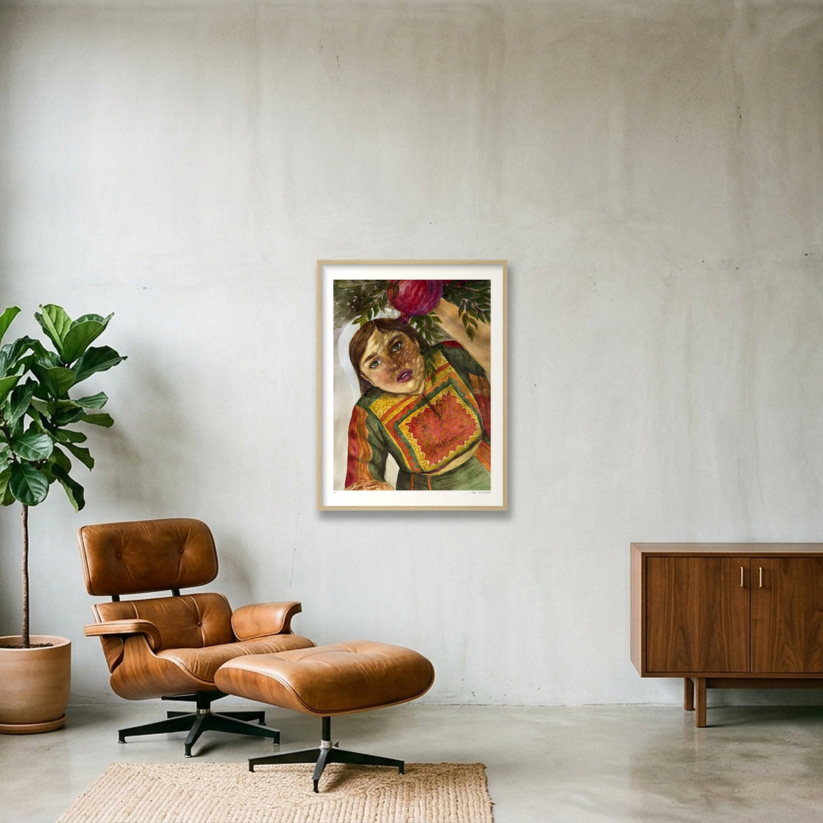 Traditional Palestinian Thobe Series 013 — 60×80cm, 24×31" Oak Frame