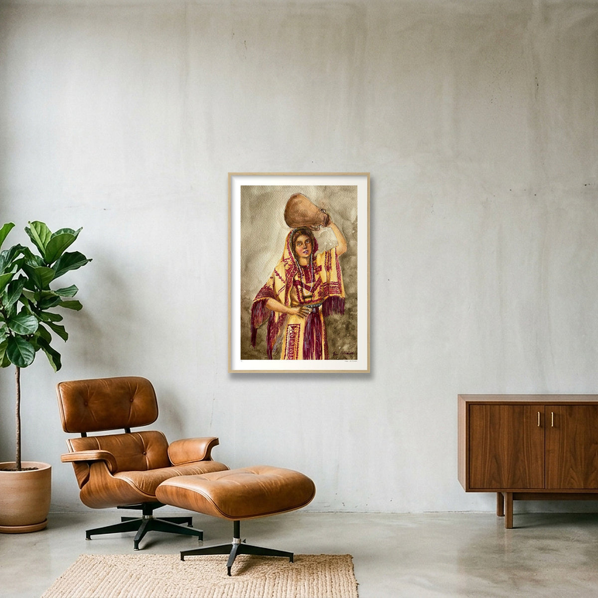 Traditional Palestinian Thobe Series 06 — 70×100cm, 28×39" Oak Frame