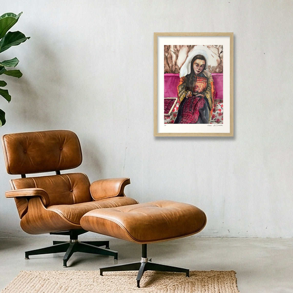 Traditional Palestinian Thobe Series 09 — 30×40cm, 12×16" Oak Frame