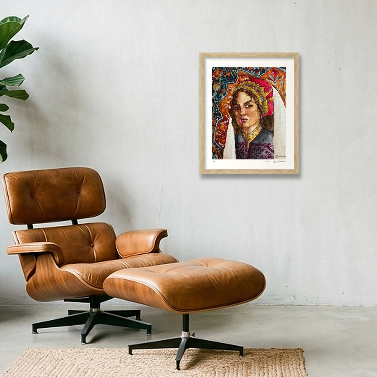 Traditional Palestinian Thobe Series 011 — 28×35cm, 11×14" Oak Frame