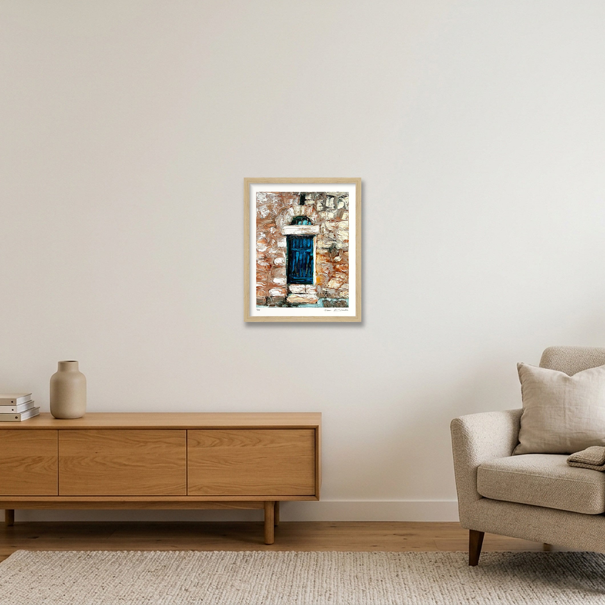 The Blue Door Jerusalem, Palestine — 28×35cm, 11×14" Oak Frame