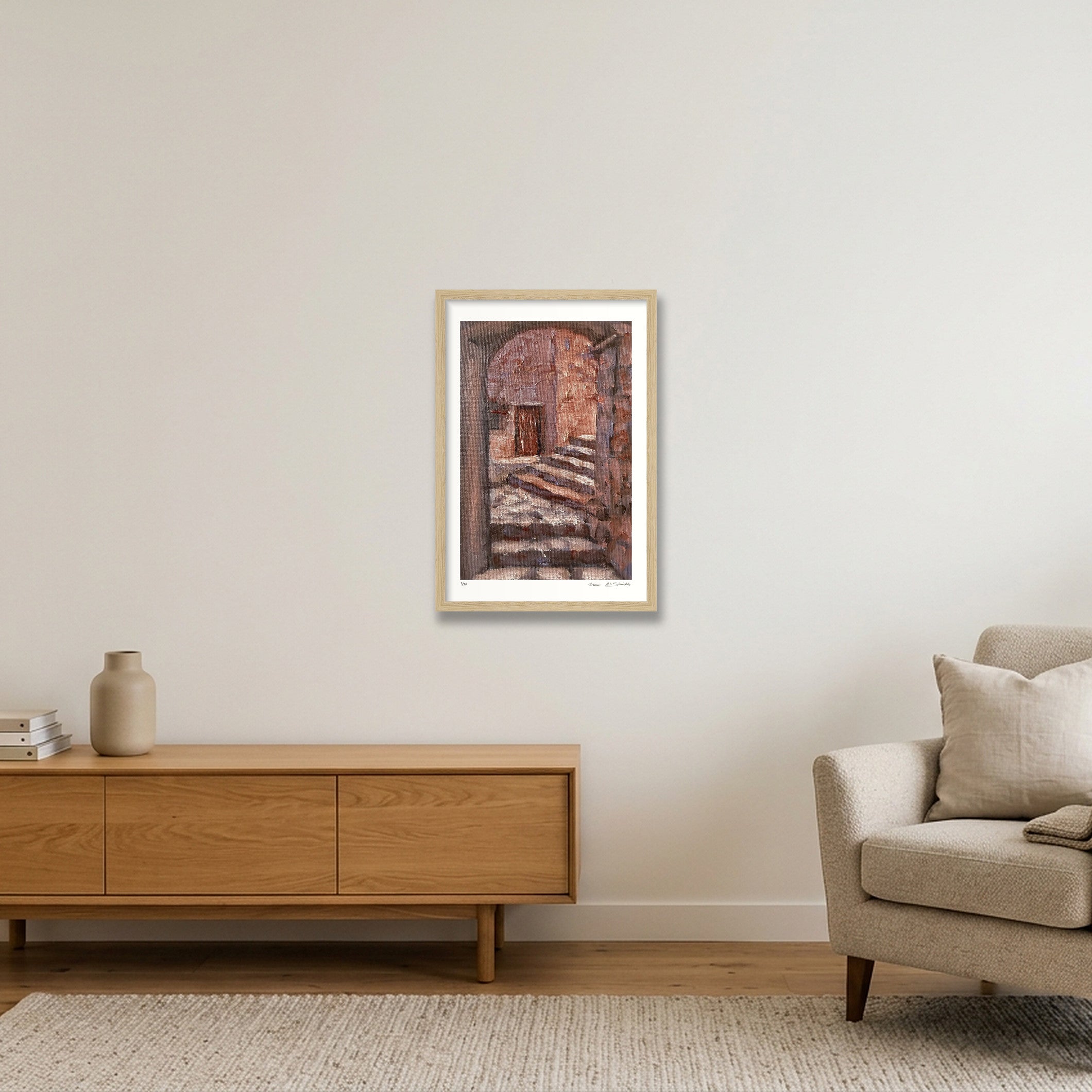 Inspired by Palestinian Villages — 30×45cm, 12×18" Oak Frame