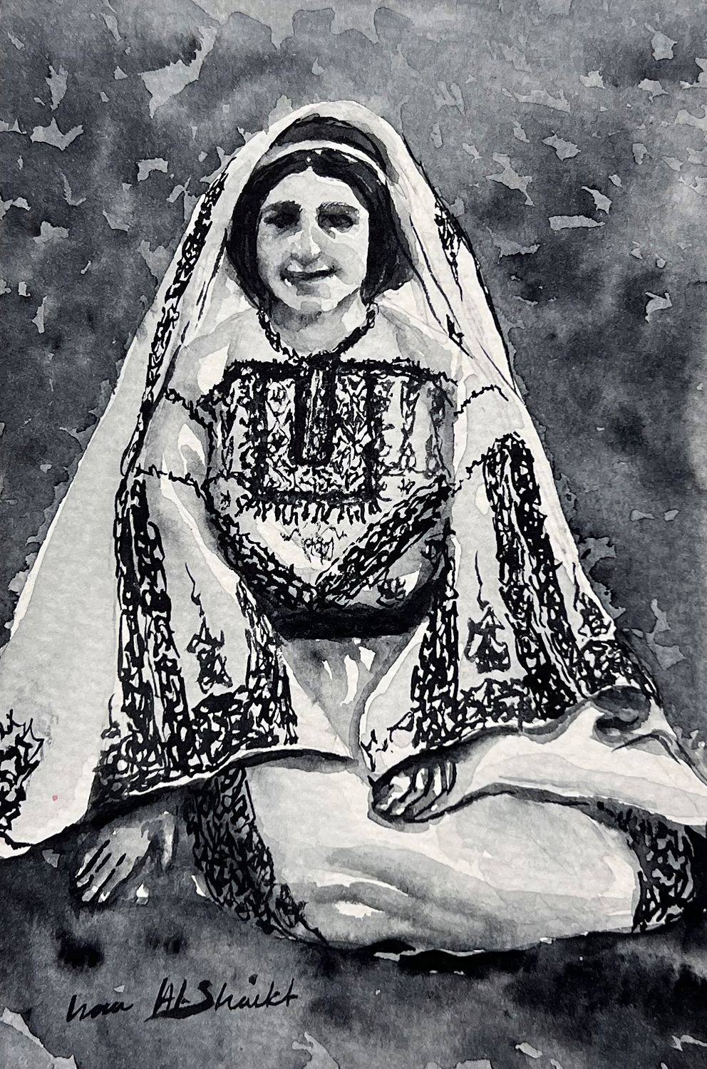 Traditional Palestinian Thobe 10 | Black & White