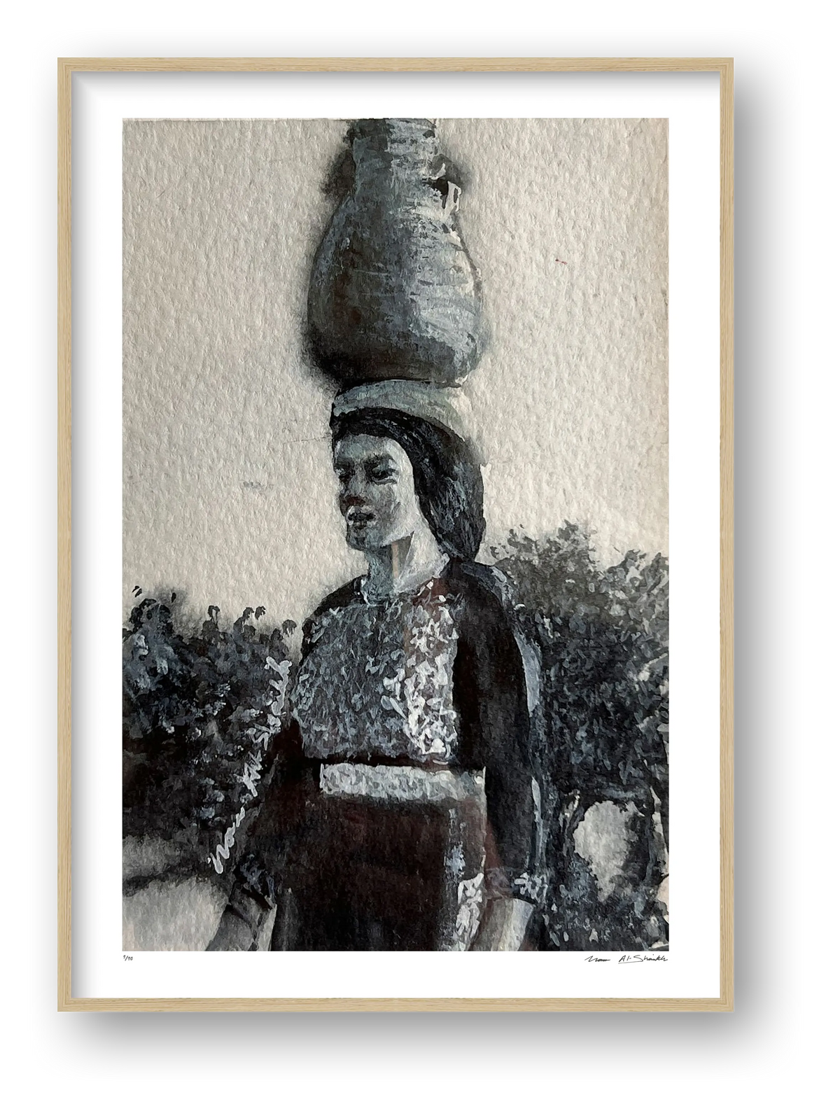 Traditional Palestinian Thobe 11 | Black & White — framed