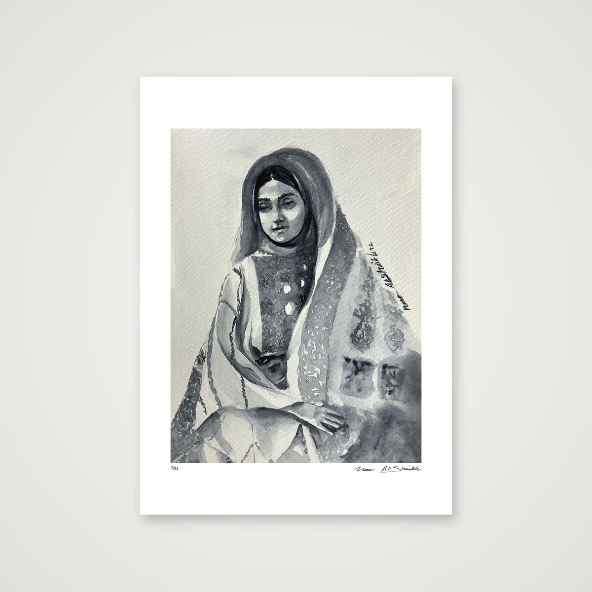 Traditional Palestinian Thobe 03 | Black & White — 42×59cm, 17×23" Print only