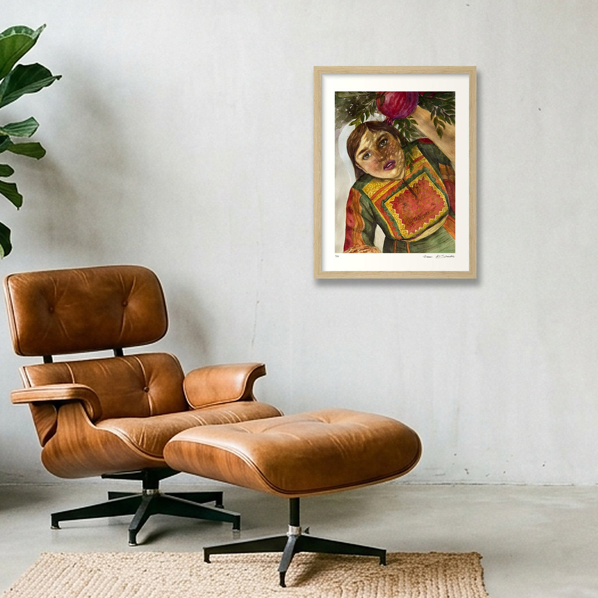 Traditional Palestinian Thobe Series 013 — 30×40cm, 12×16" Oak Frame