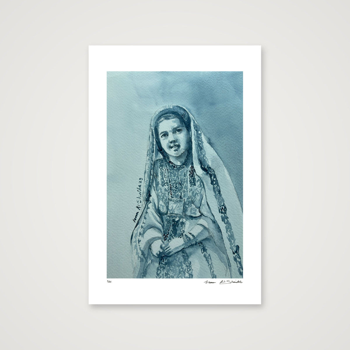 Traditional Palestinian Thobe 07 | Black & White — 40×60cm, 16×24" Print only