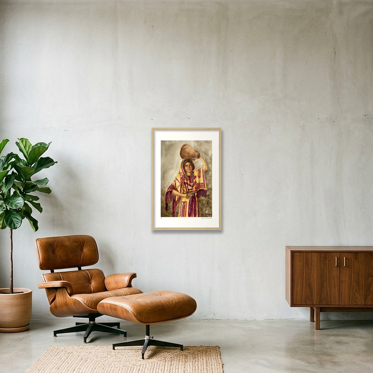 Traditional Palestinian Thobe Series 06 — 40×60cm, 16×24" Oak Frame
