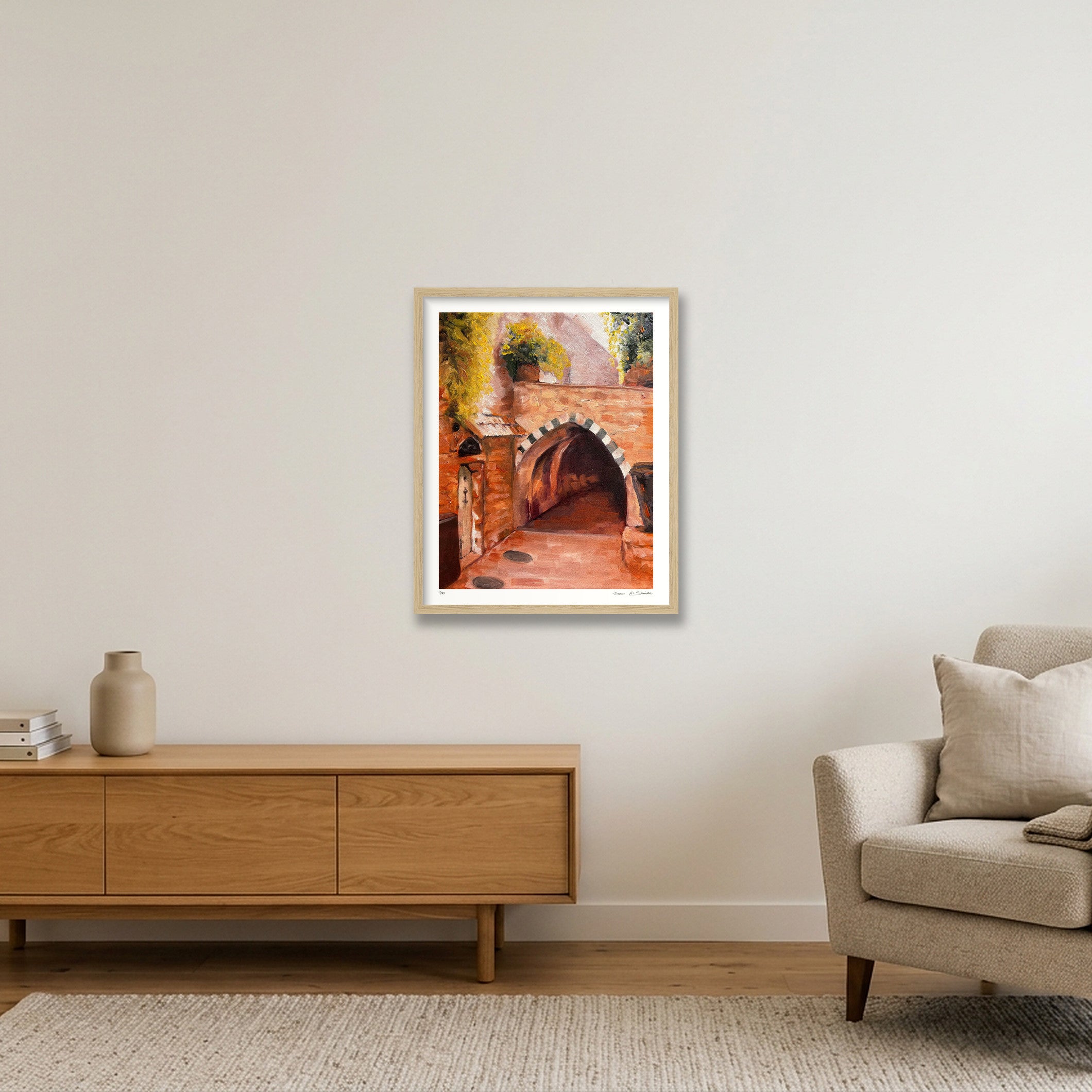 Jerusalem Neighborhood, Palestine  — 40×50cm, 16×20" Oak Frame