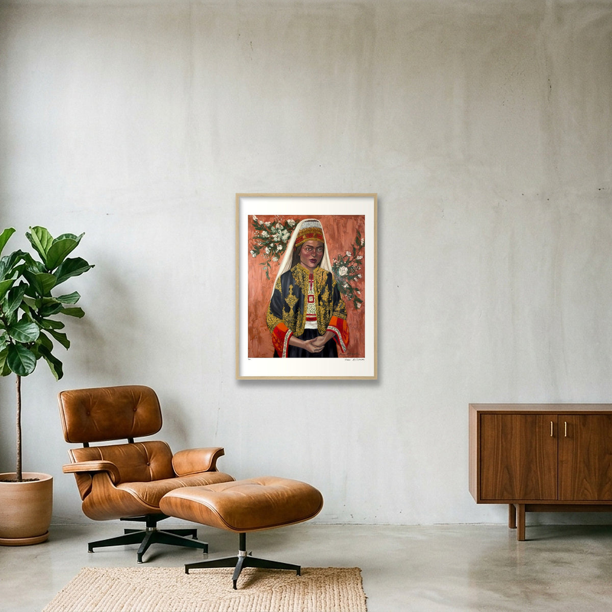 People Before 1948, Featuring Beit Lahm Thobe — 60×80cm, 24×31" Oak Frame