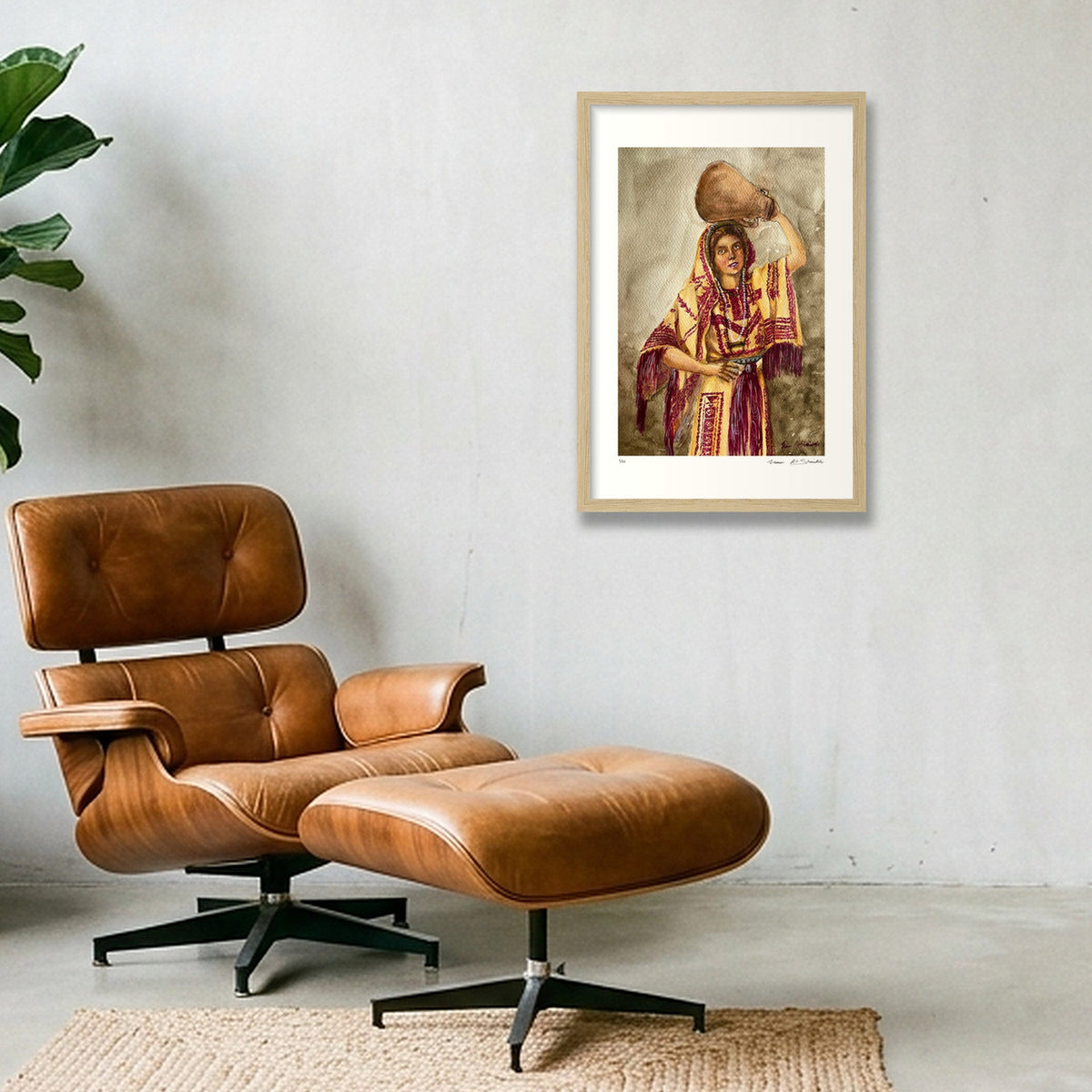 Traditional Palestinian Thobe Series 06 — 30×45cm, 12×18" Oak Frame
