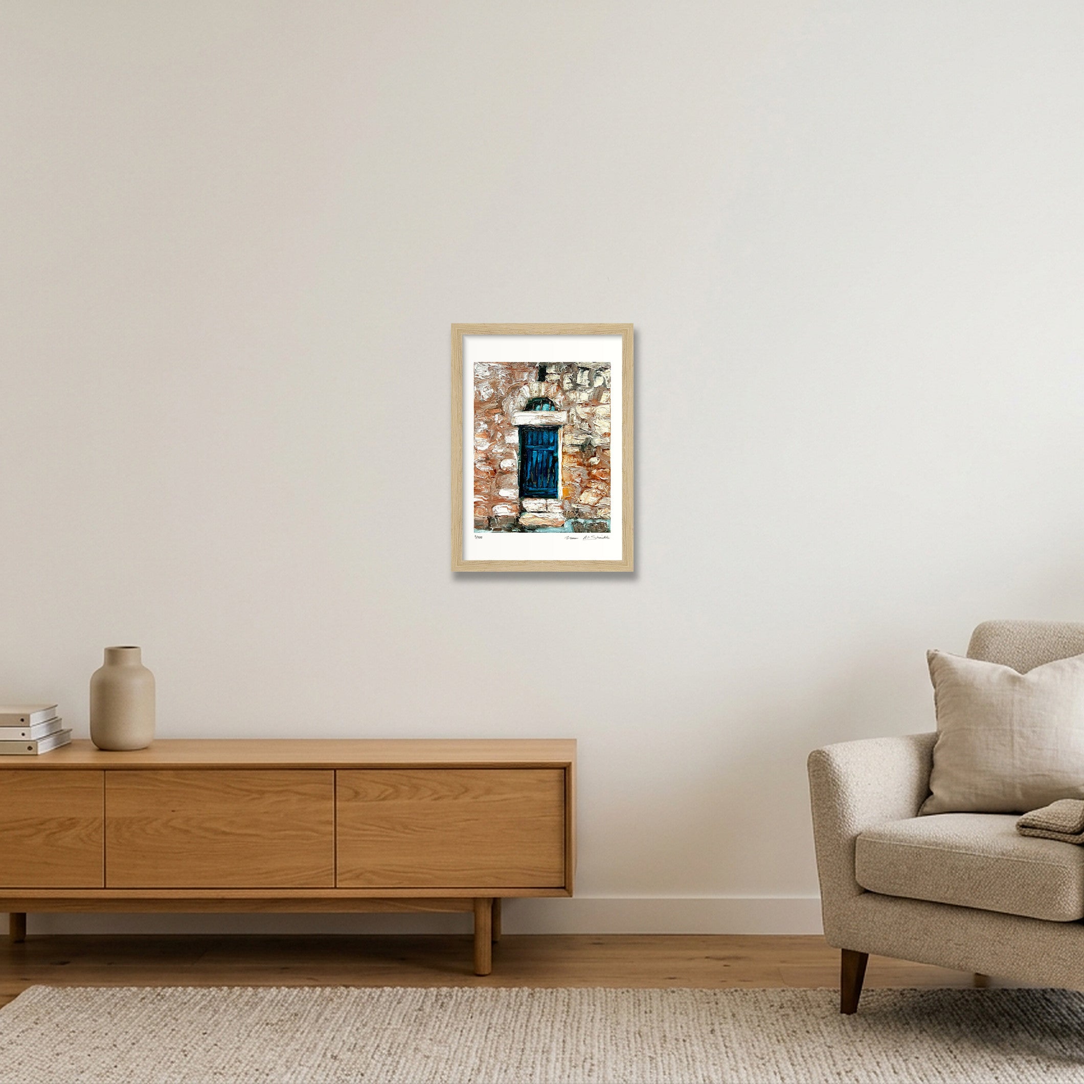 The Blue Door Jerusalem, Palestine — A4 (21×30cm, 8×12") Oak Frame