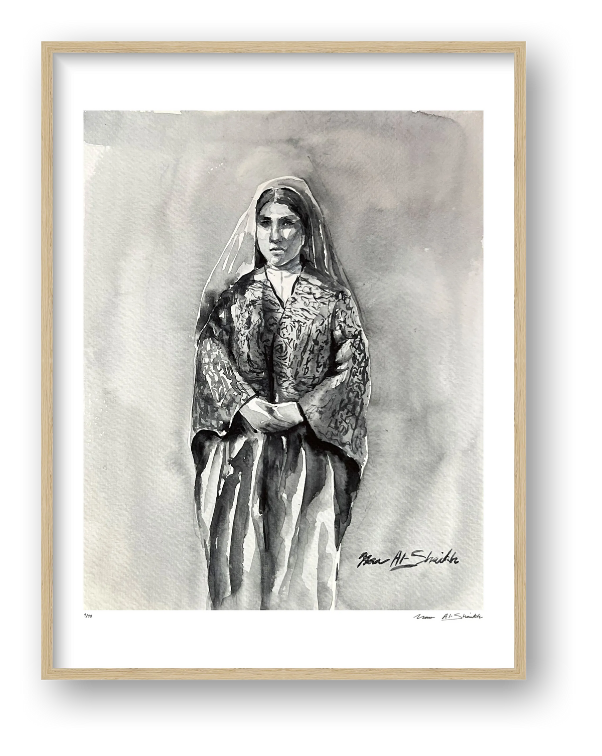 Traditional Palestinian Thobe 14 | Black & White — framed