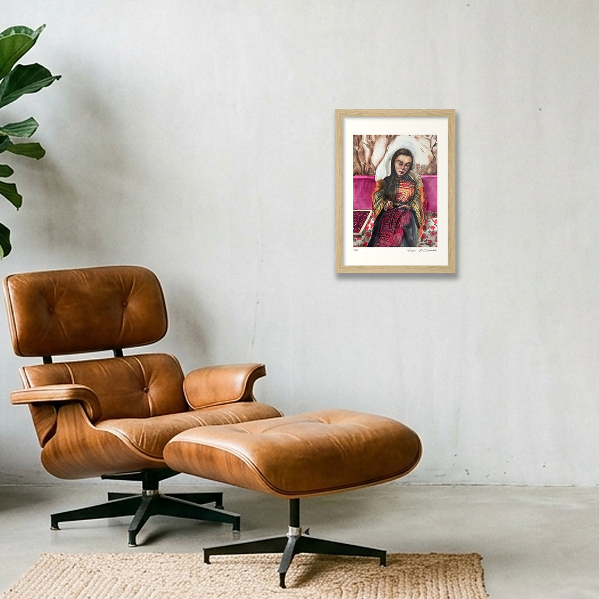 Traditional Palestinian Thobe Series 09 — A4 (21×30cm, 8×12") Oak Frame