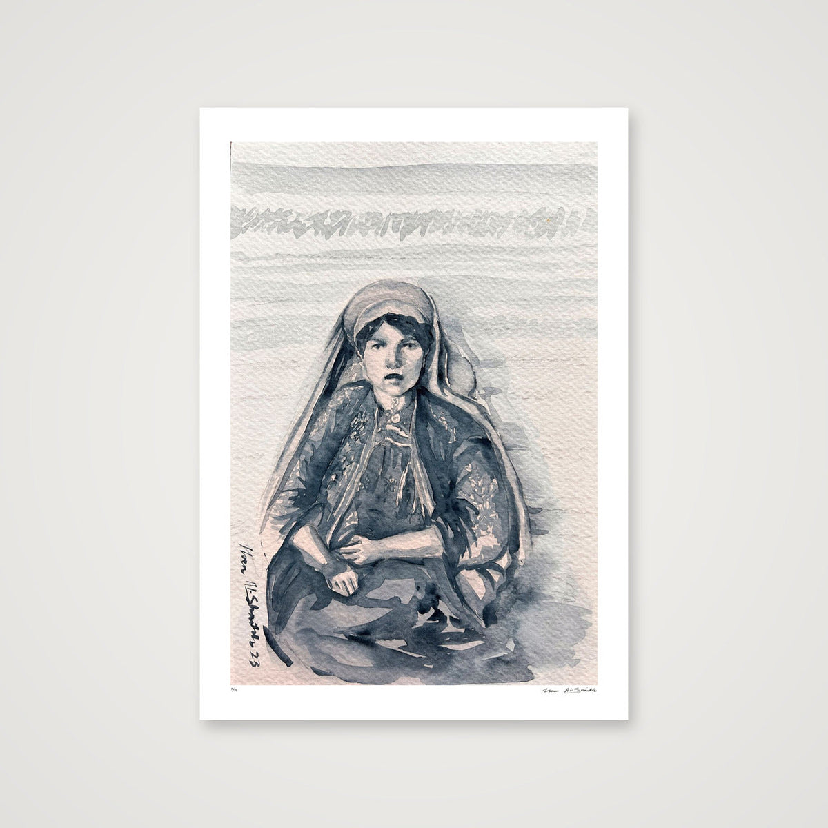Traditional Palestinian Thobe 05 | Black & White — 70×100cm, 28×39" Print only
